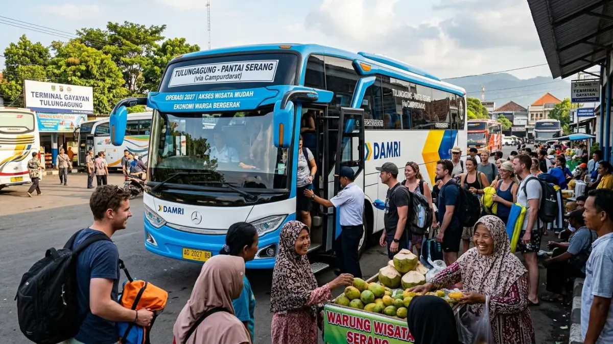 Bus Damri Rute Tulungagung ke Pantai Serang: Solusi Transportasi Wisata di Blitar 2027