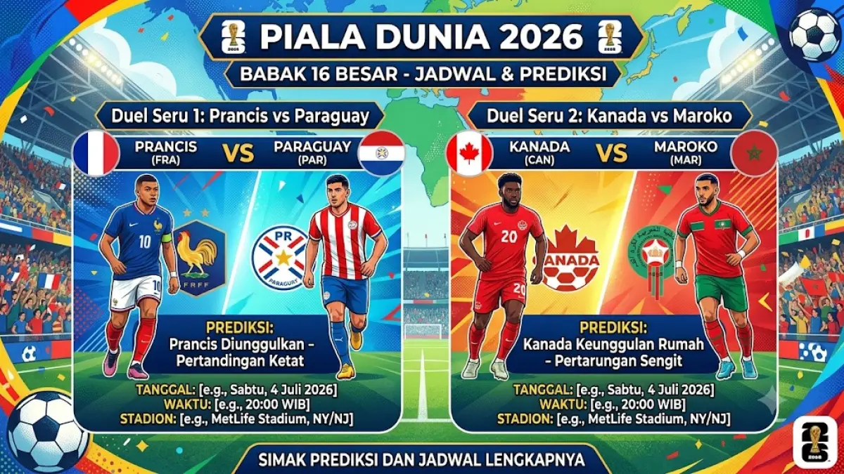 Duel Seru Prancis vs Paraguay dan Kanada vs Maroko di 16 Besar Piala Dunia 2026: Preview dan Jadwal