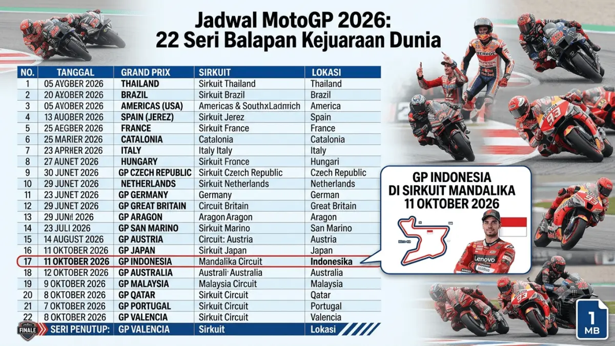 Jadwal Lengkap MotoGP 2026: Siap Menyapa Indonesia di Mandalika