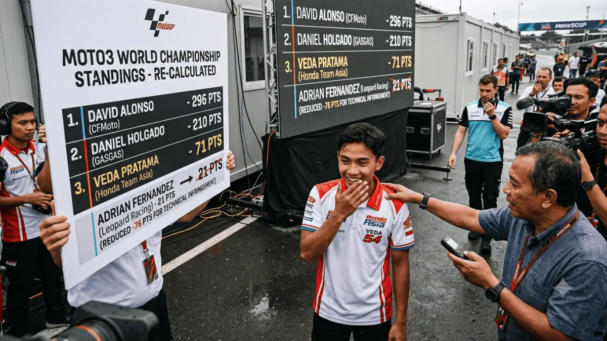 Klasemen MotoGP: Veda Pratama Melangkah ke Posisi Ketiga Setelah Penyesuaian Poin