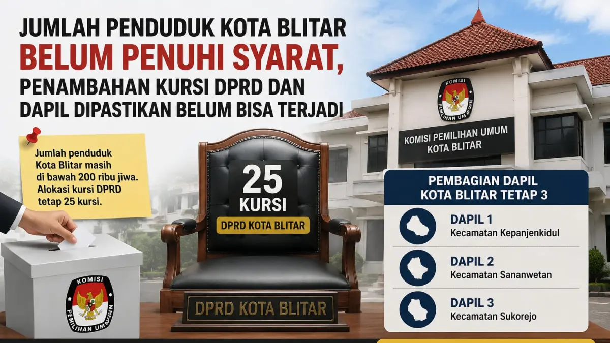 Kota Blitar Tetap Punya 25 Kursi DPRD, Penataan Dapil Tidak Berubah