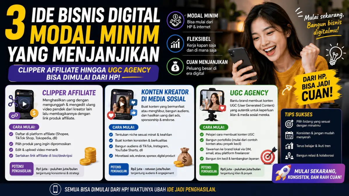 Membuka Peluang Bisnis Digital dengan Modal Minim: Dari Clipper Affiliate hingga UGC Agency