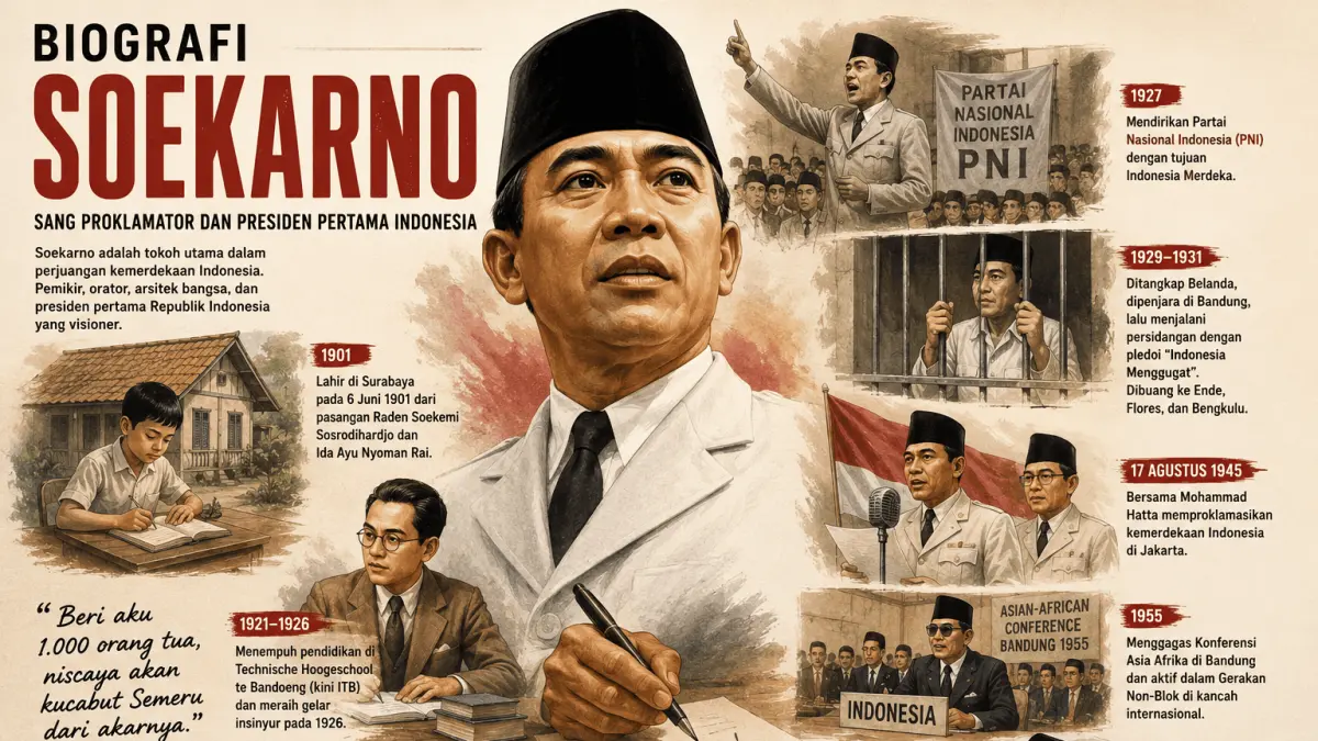 Mengupas Biografi Soekarno: Dari Aktivis Pergerakan hingga Presiden Pertama Indonesia