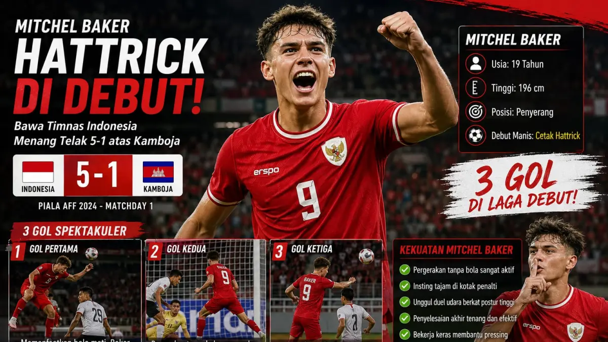 Mitchel Baker Bersinar di Debut Timnas, Cetak Hattrick dan Bawa Indonesia Kalahkan Kamboja 5-1