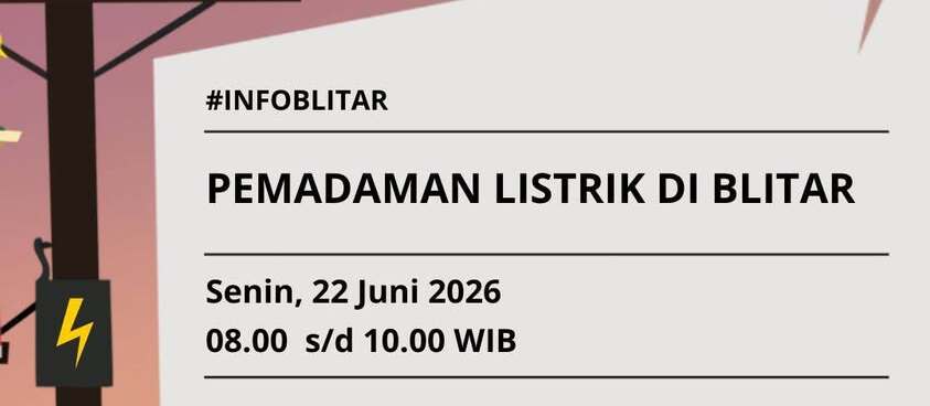 Pemadaman Listrik Terencana di Blitar Hari Ini Selama Dua Jam