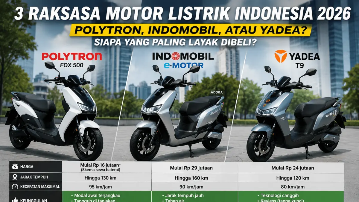 Persaingan Motor Listrik di Indonesia: Polytron, Indomobil, dan Yadea Siap Menyemarakkan Pasar 2026