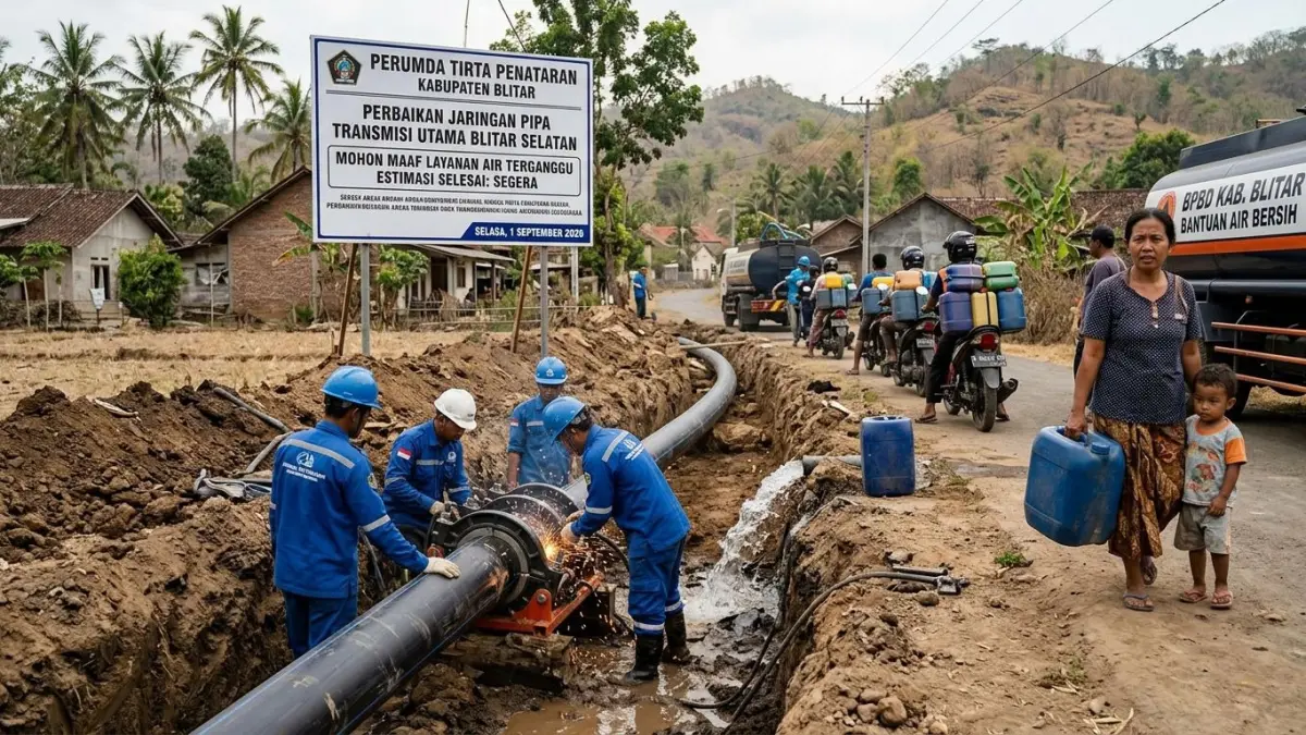 Perumda Tirta Penataran Lakukan Perbaikan Jaringan, Pelayanan Air Bersih di Blitar Selatan Sementara Terganggu