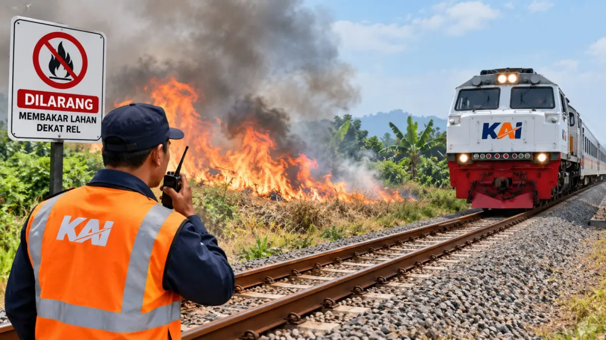 PT KAI Perketat Pengawasan Kebakaran Lahan Dekat Rel Demi Keselamatan Perjalanan Kereta di Blitar