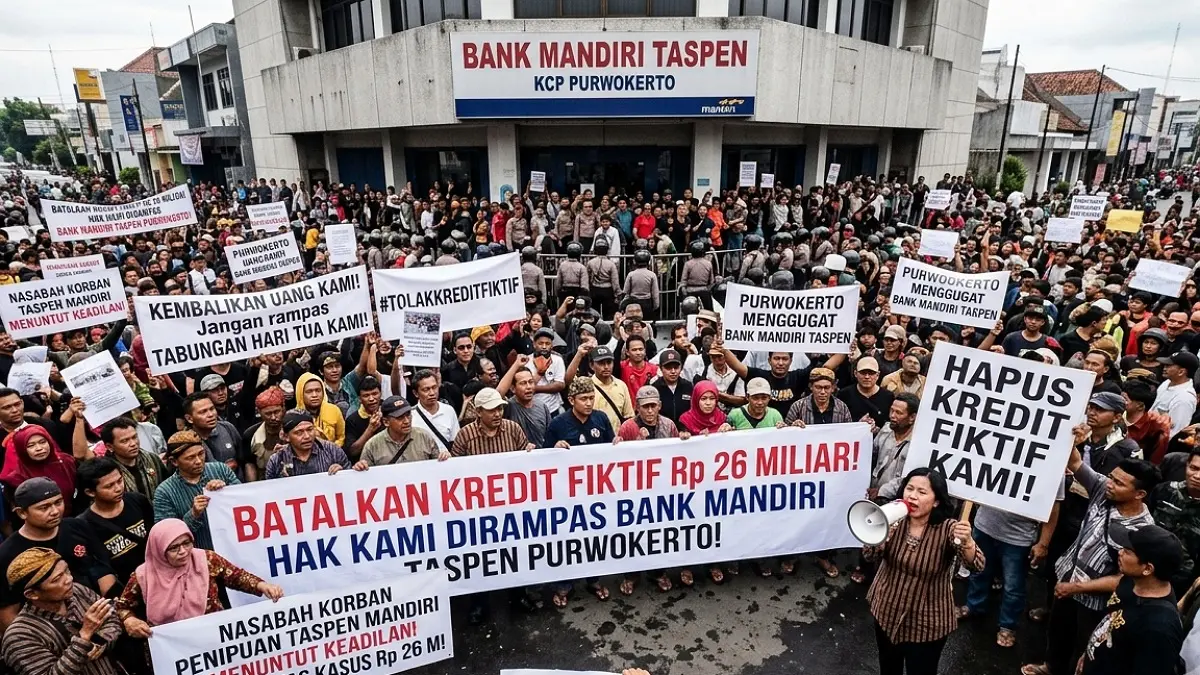 Ratusan Pensiunan Blitar Tuntut Hentikan Kredit Fiktif di Bank Mandiri Taspen Purwokerto