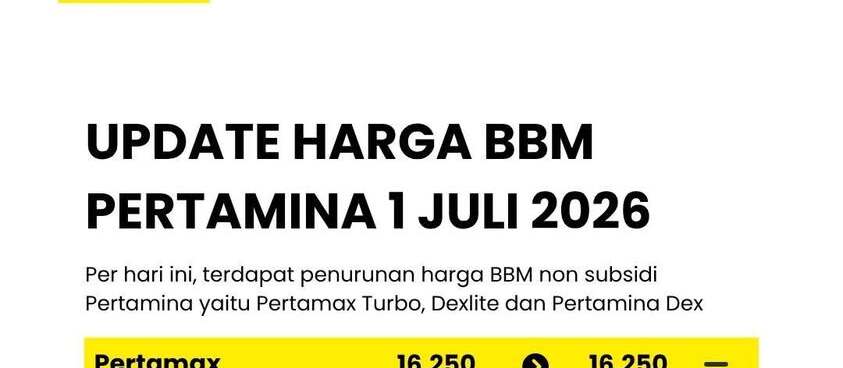 Update Harga BBM Pertamina Non Subsidi per 1 Juli 2026